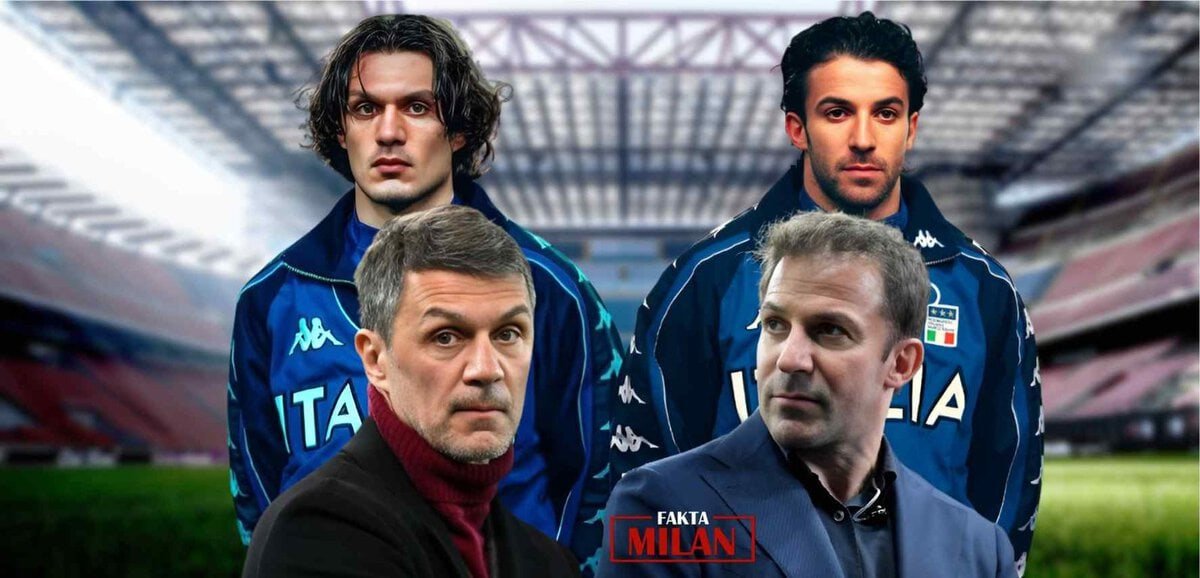 Maldini dan Del Piero bergabung dengan FIGC di stadion sepak bola.