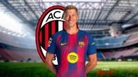 Robert Lewandowski mengenakan jersey Barcelona di stadion.