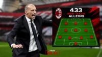 Allegri menjelaskan formasi baru AC Milan 4-3-3 di stadion.